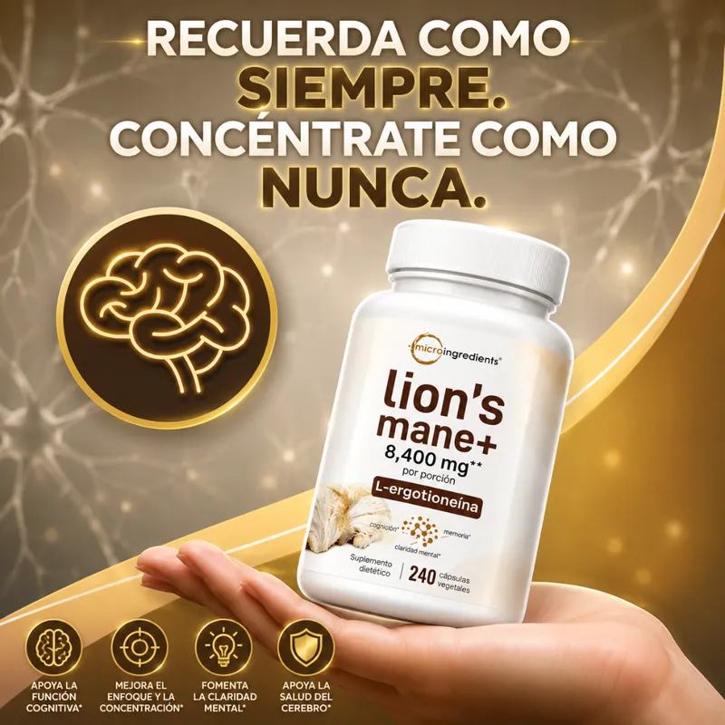 Melena de León Lion's Mane+ 8,400 mg (240 cápsulas)
