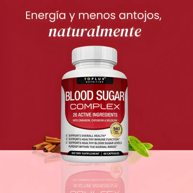 Blood Sugar Complex — suplemento natural con canela, cromo y mora, 60 cápsulas