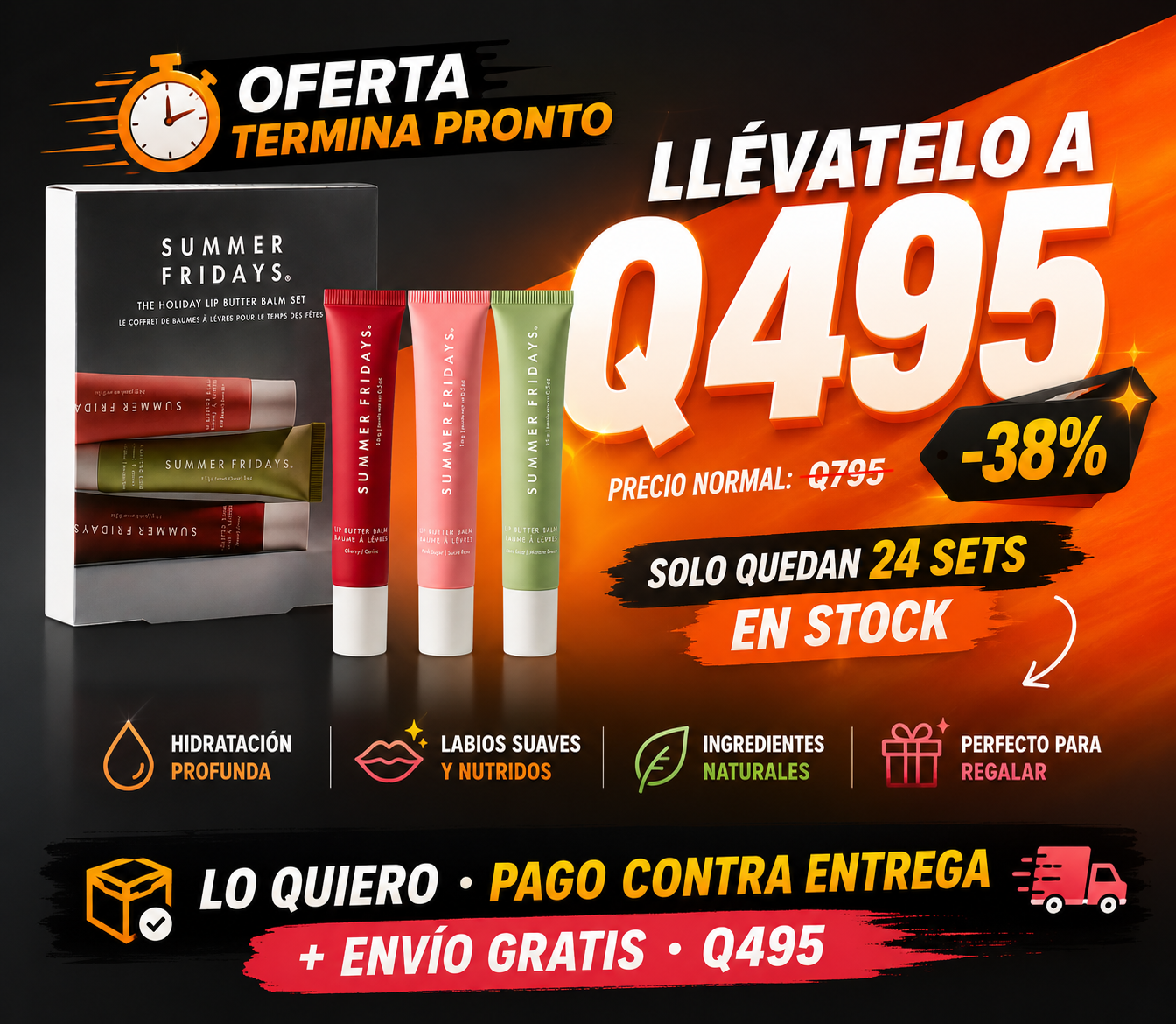 Oferta termina pronto: Llévatelo a Q495 (-38%) · Solo quedan 24 sets en stock · Pago contra entrega + Envío gratis
