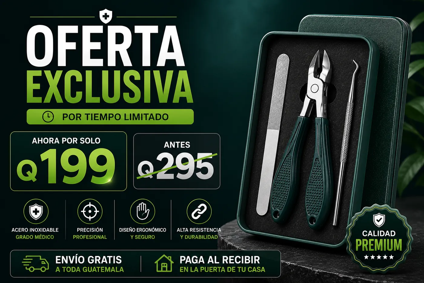Oferta exclusiva por tiempo limitado · Cortauñas profesional kit de limpieza