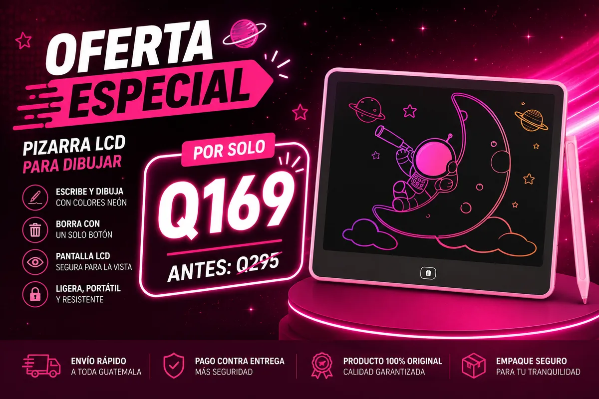 Oferta especial Pizarra LCD 16'' por solo Q169 — antes Q295, envío rápido y pago contra entrega
